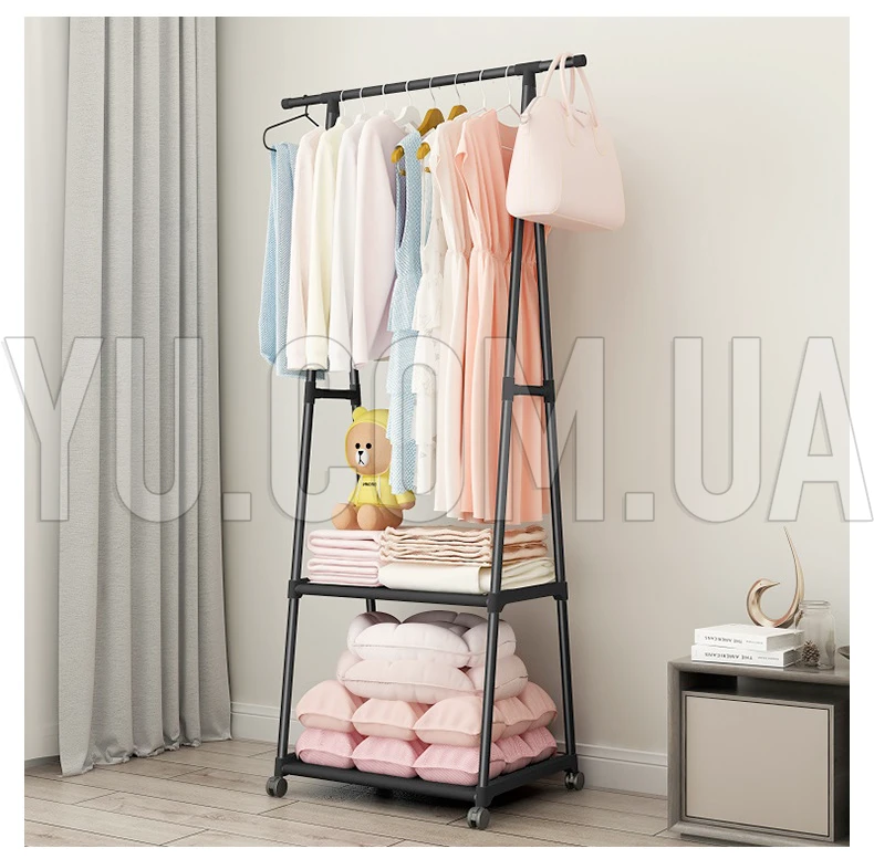 Универсальная напольная вешалка для одежды Coat Rack Triangular передвижная 160х55х42 см